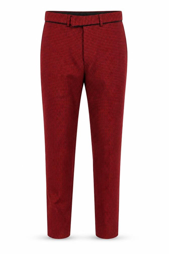 Front view of Topman Men's Red Straight Trousers 30W 30L