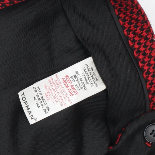 Topman Men's Red Straight Trousers 30W 30L