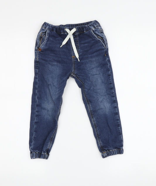 Next Girls Blue Skinny Jeans with Elastic Waist, Size 4 Years