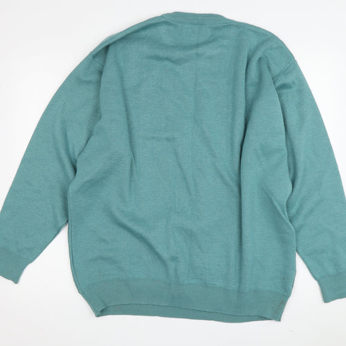 Pierre Sangan Men's Green Geometric 2XL Pullover Jumper