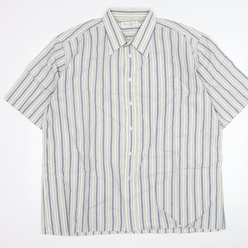 Marks & Spencer Men's Blue Striped Shirt, Size 44