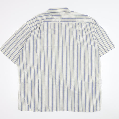 Marks & Spencer Men's Blue Striped Shirt, Size 44