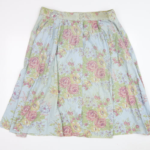 St Michael Multicoloured A-Line Floral Midi Skirt 18