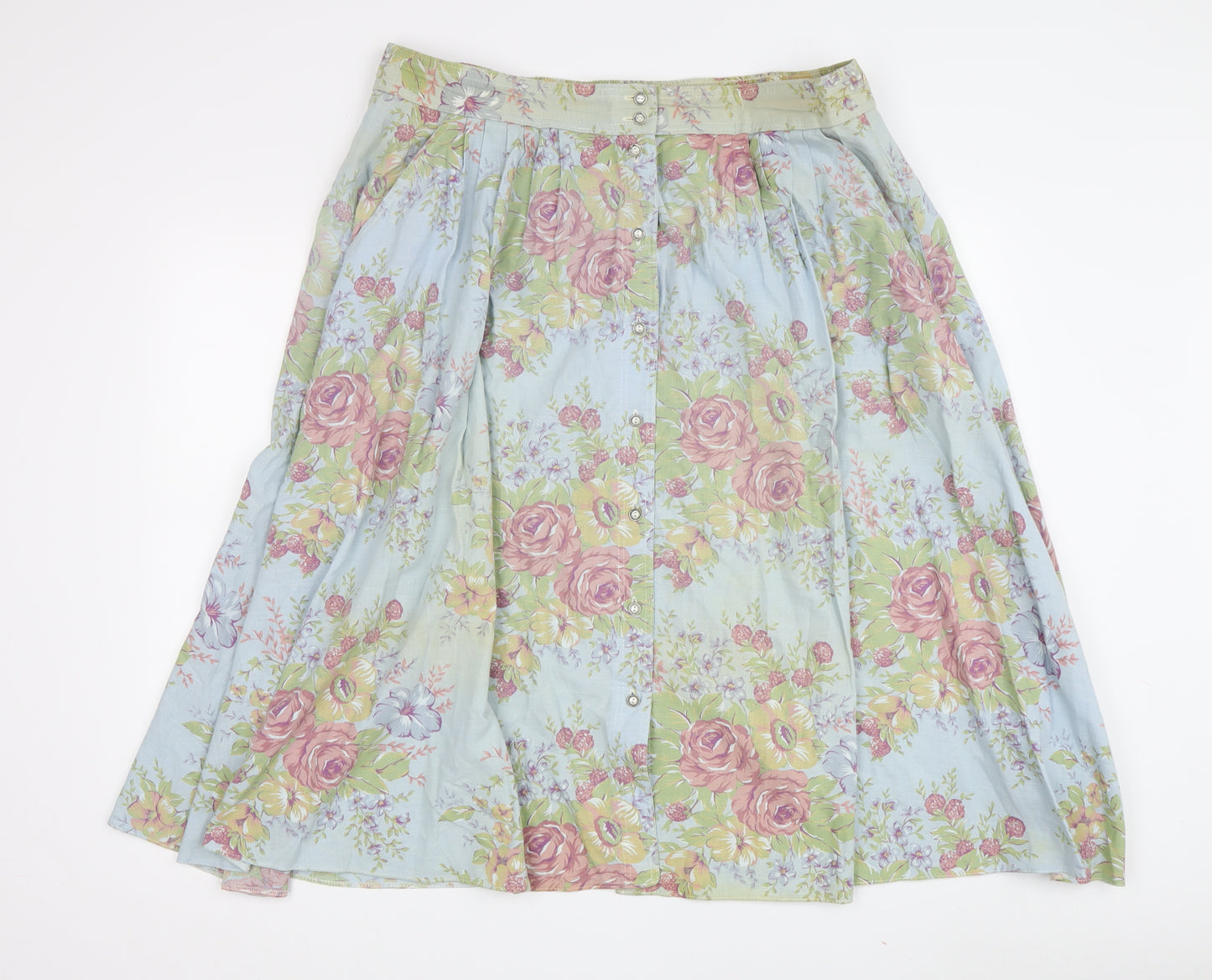 St Michael Multicoloured A-Line Floral Midi Skirt 18