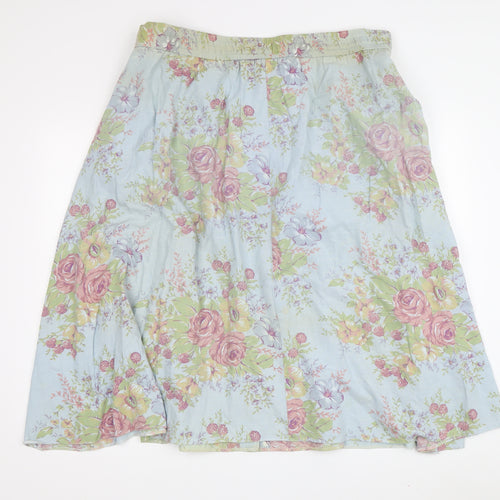 St Michael Multicoloured A-Line Floral Midi Skirt 18