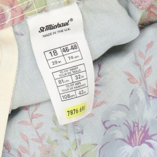 St Michael Multicoloured A-Line Floral Midi Skirt 18