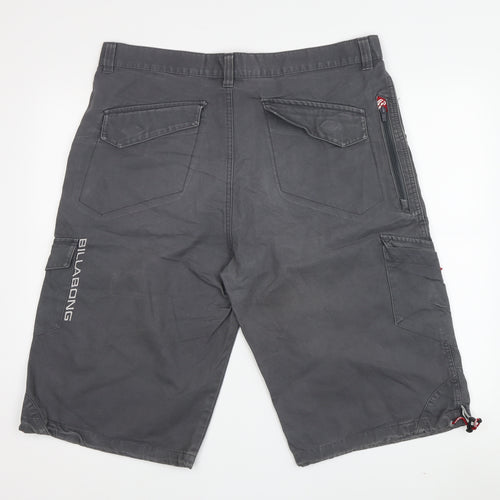 Billabong Men's Grey Cargo Shorts, Size 34, Cotton Canvas