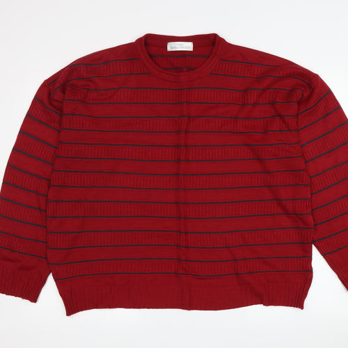 Marks and Spencer Men's Red Striped Knit Jumper S