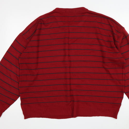 Marks and Spencer Men's Red Striped Knit Jumper S