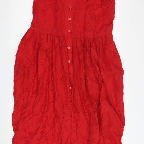 Warehouse Women's Red Sleeveless Button Dress Size 12