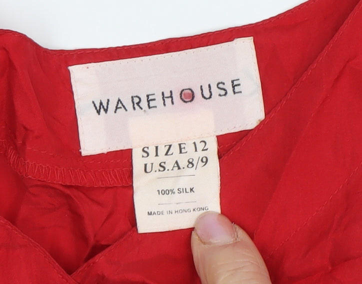 Warehouse Women's Red Sleeveless Button Dress Size 12