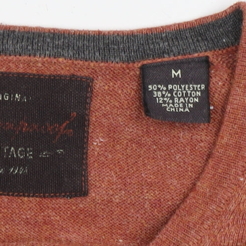 Original Vintage Men's Red M Pullover V-Neck Jumper