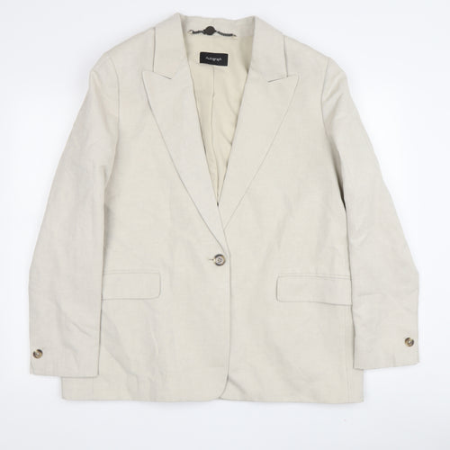 M&S Men's Beige Blazer Size 44, Linen-Cotton Blend, New