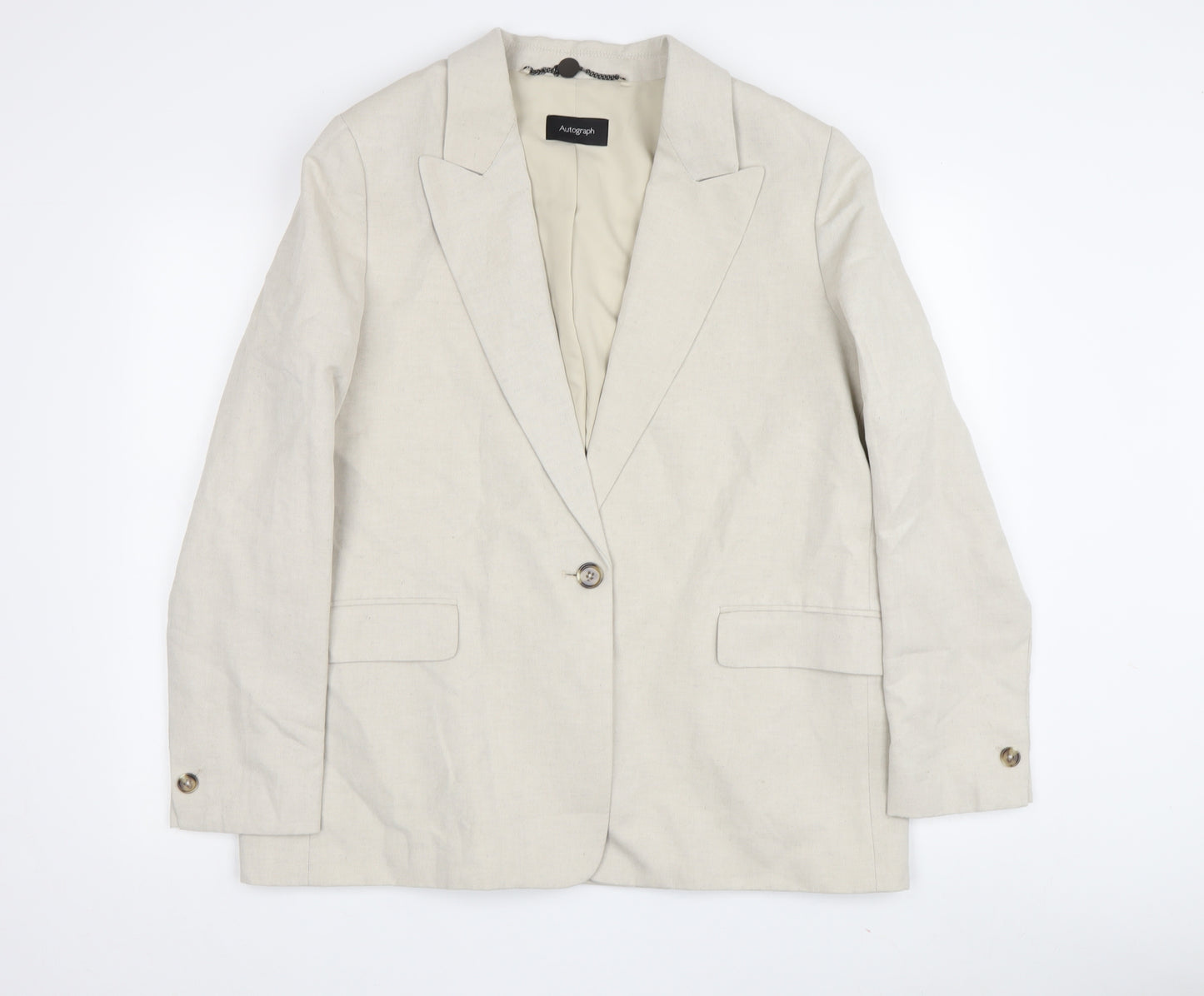 M&S Men's Beige Blazer Size 44, Linen-Cotton Blend, New