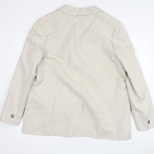 M&S Men's Beige Blazer Size 44, Linen-Cotton Blend, New