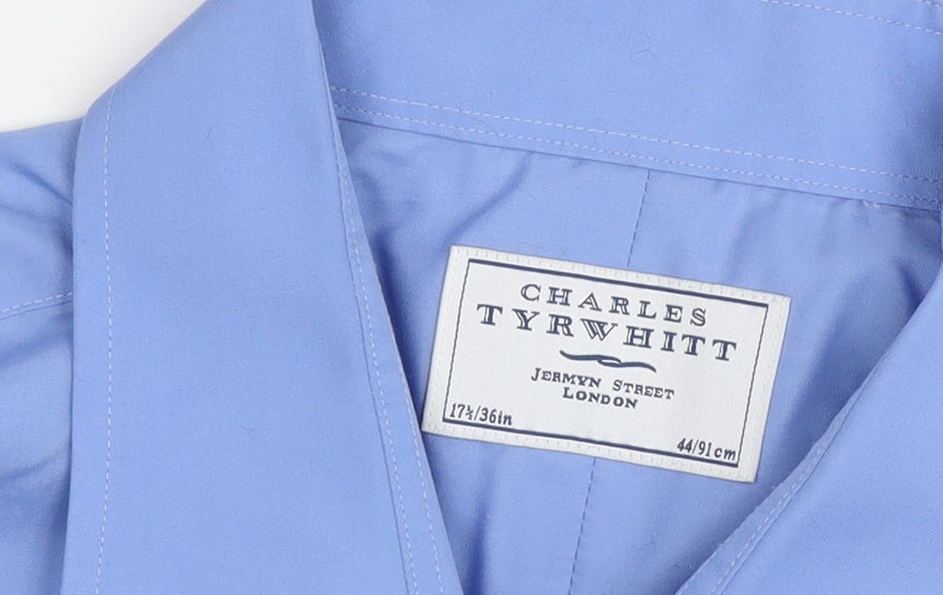 Charles Tyrwhitt Men Blue Dress Shirt Size 17.5 Regular