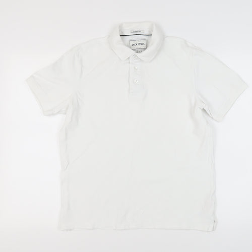 Jack Wills Men's White Polo Shirt - Size S, Classic Style