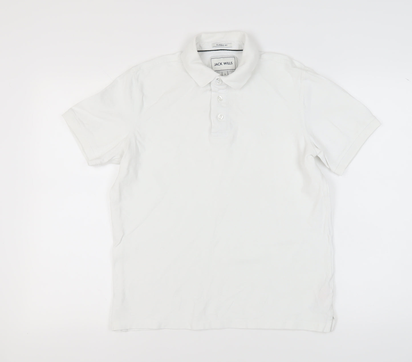 Jack Wills Men's White Polo Shirt - Size S, Classic Style