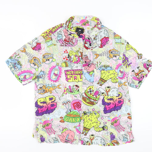 H&M Men's Multicoloured Relaxed Fit Graphic Shirt S