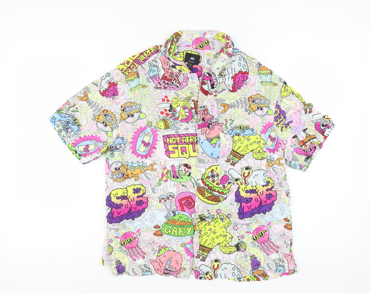 H&M Men's Multicoloured Relaxed Fit Graphic Shirt S