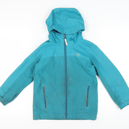 Regatta Girls Blue Waterproof Rain Jacket 7-8 Yrs with Hood