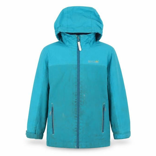 Regatta Girls Blue Waterproof Rain Jacket 7-8 Yrs with Hood