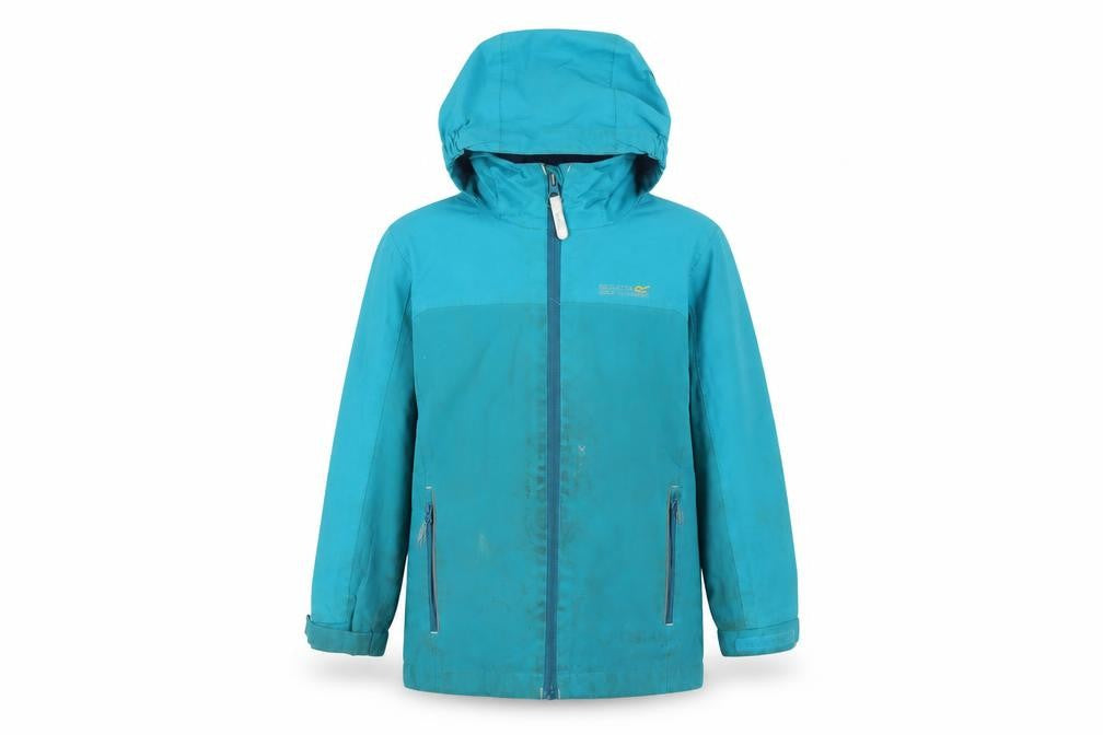 Regatta Girls Blue Waterproof Rain Jacket 7-8 Yrs with Hood