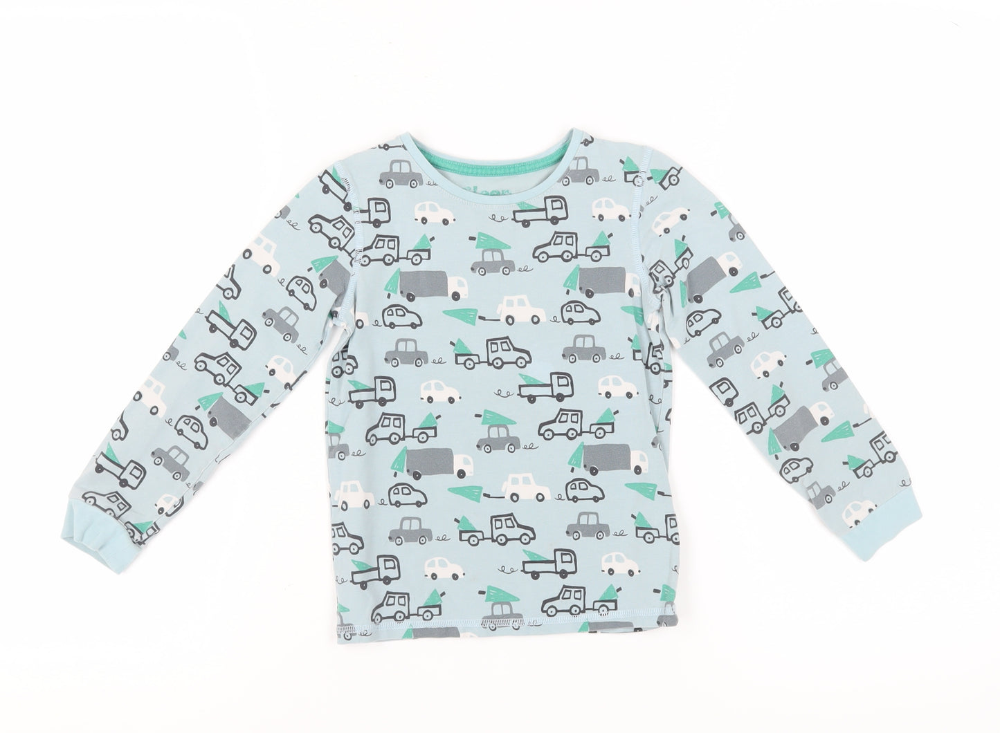 Marks and Spencer Boys Blue Vehicle Print Pyjama Top, 6-7 Years
