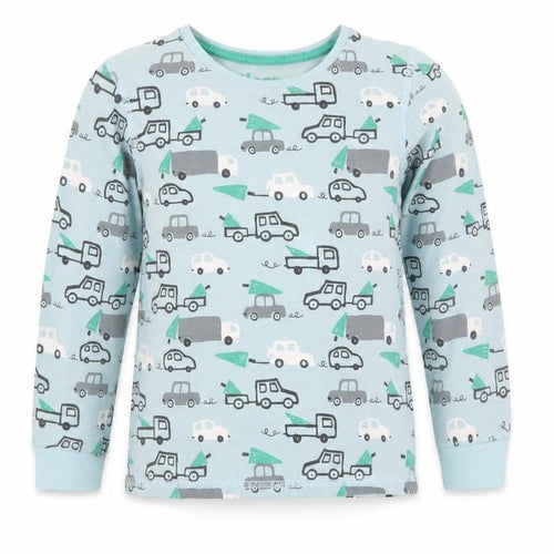 Marks and Spencer Boys Blue Vehicle Print Pyjama Top, 6-7 Years