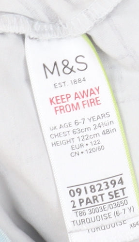 Marks and Spencer Boys Blue Vehicle Print Pyjama Top, 6-7 Years