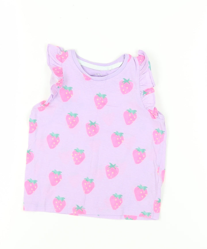 Marks and Spencer Girls' Purple Fruit Print Tank, Size 3-4