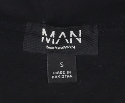 boohooMAN Men's Black S Pullover Hoodie with Logo