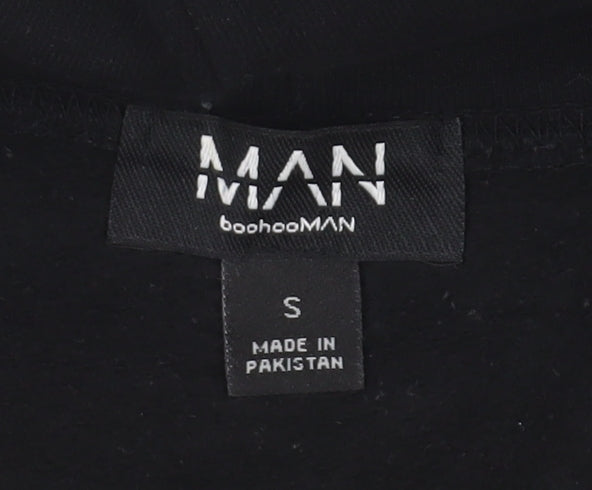 boohooMAN Men's Black S Pullover Hoodie with Logo
