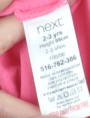 Next Girls Pink Graphic T-Shirt, 2-3 Years, Casual Fun