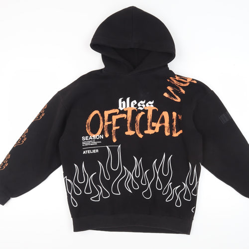 Boohoo Women's Black Graphic Print Pullover Hoodie S