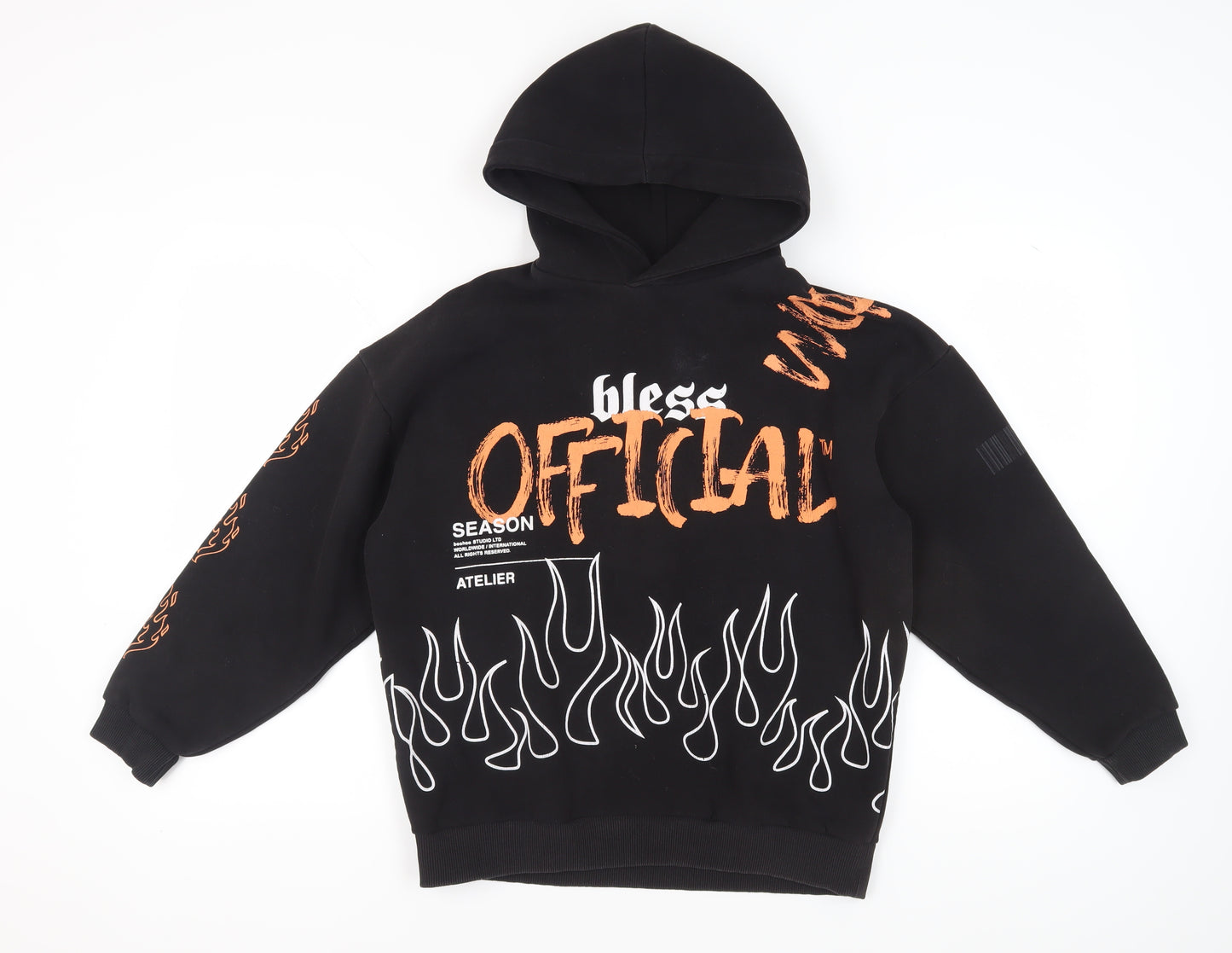 Boohoo Women's Black Graphic Print Pullover Hoodie S