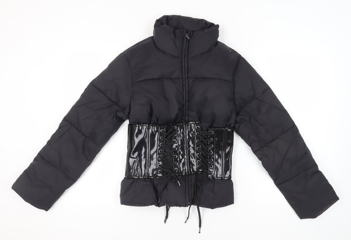 ASOS Women's Black Puffer Jacket, Size 8, Winter Style
