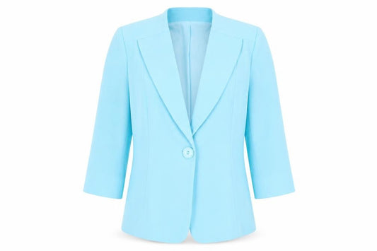 Front view of Hudson & Onslow Women's Blue Blazer 3/4 Sleeve, size 12