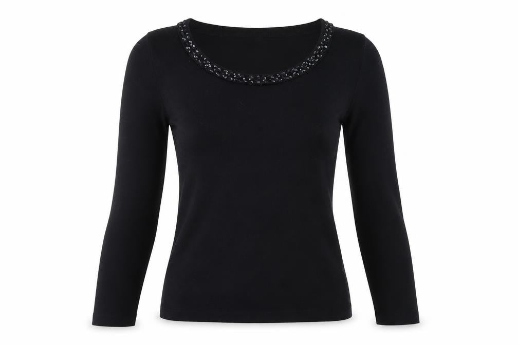 Front view of Per Una Women's Black Sequin jumper, size 10