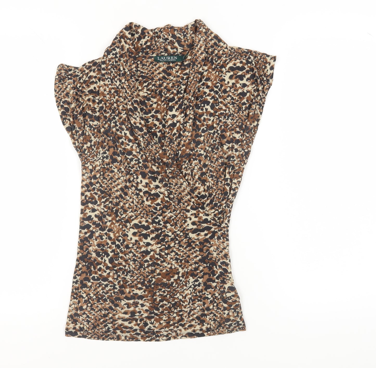Lauren Ralph Lauren Women's Brown Animal Print Wrap Blouse