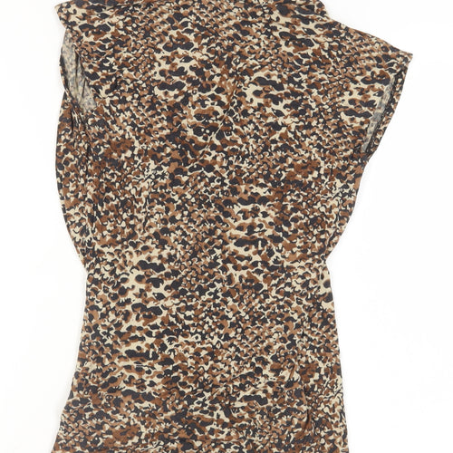 Lauren Ralph Lauren Women's Brown Animal Print Wrap Blouse