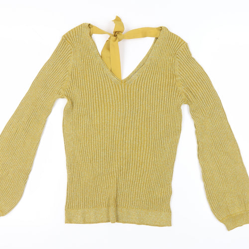 Marks and Spencer Yellow V-Neck Pullover Jumper Women Size 14