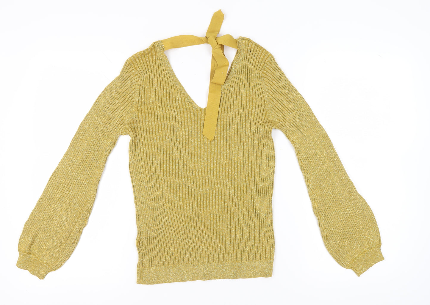 Marks and Spencer Yellow V-Neck Pullover Jumper Women Size 14