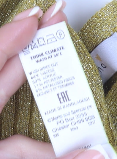 Marks and Spencer Yellow V-Neck Pullover Jumper Women Size 14