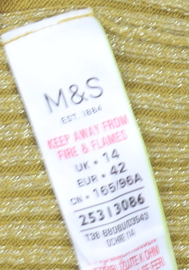Marks and Spencer Yellow V-Neck Pullover Jumper Women Size 14
