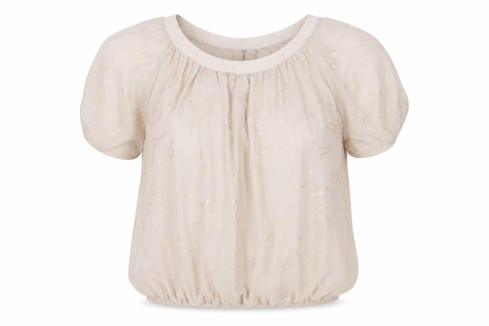 Front view of Wallis Women's Beige Blouse, size 14, Short Sleeve, Chiffon