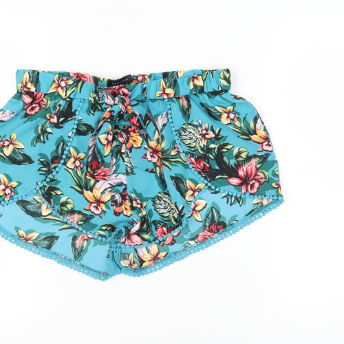 New Look Women's Blue Floral Shorts - Size M