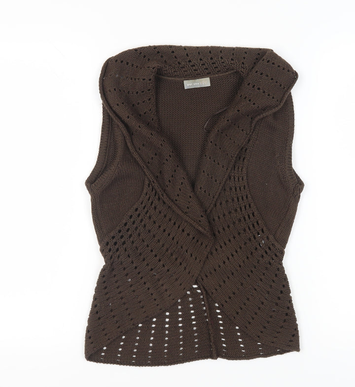 Per Una Women's Brown Open-Knit Vest Jumper M