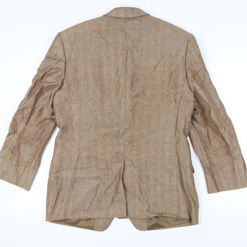 Jaeger Men's Beige 40S Linen Blazer, 3-Button Classic