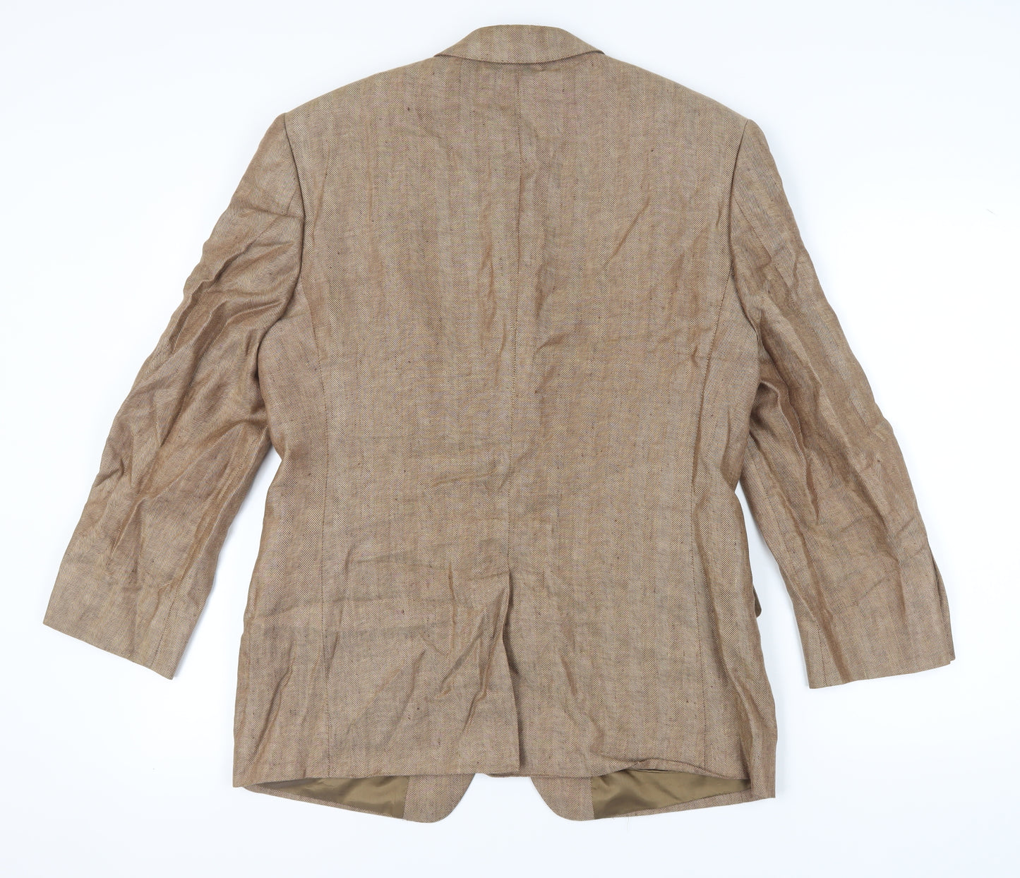 Jaeger Men's Beige 40S Linen Blazer, 3-Button Classic